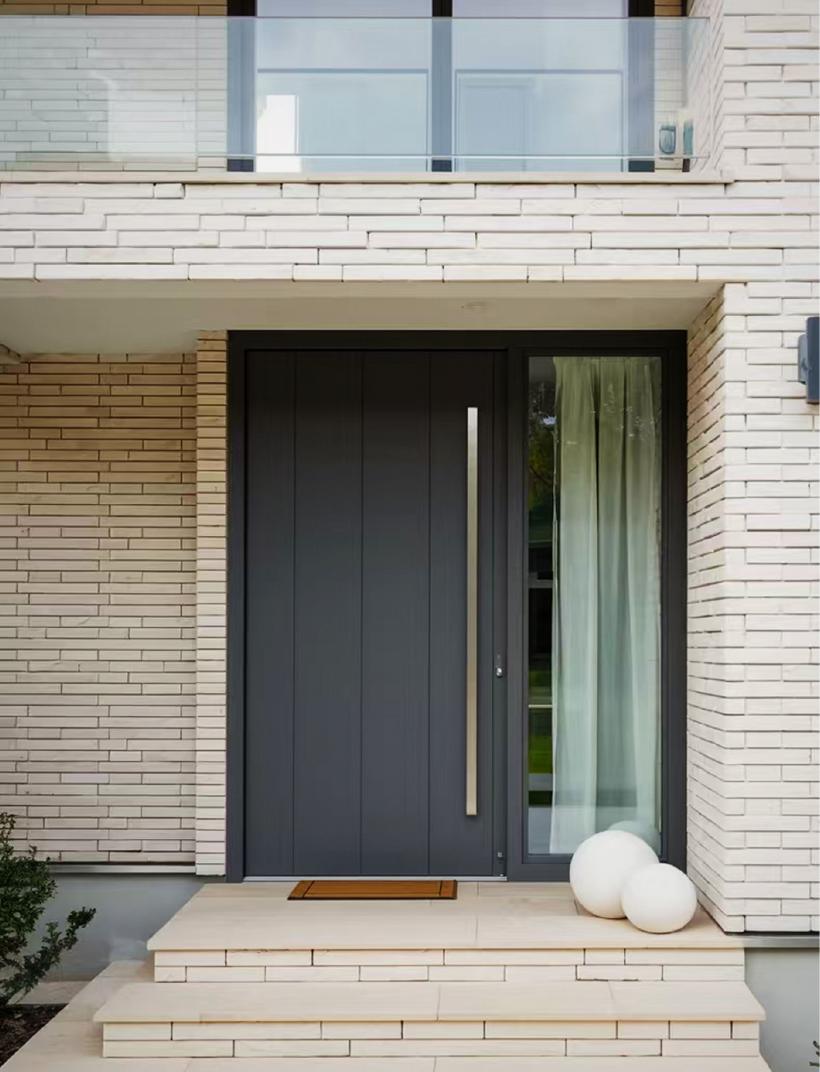 Charcoal groove entrance door, hinged + sidelight