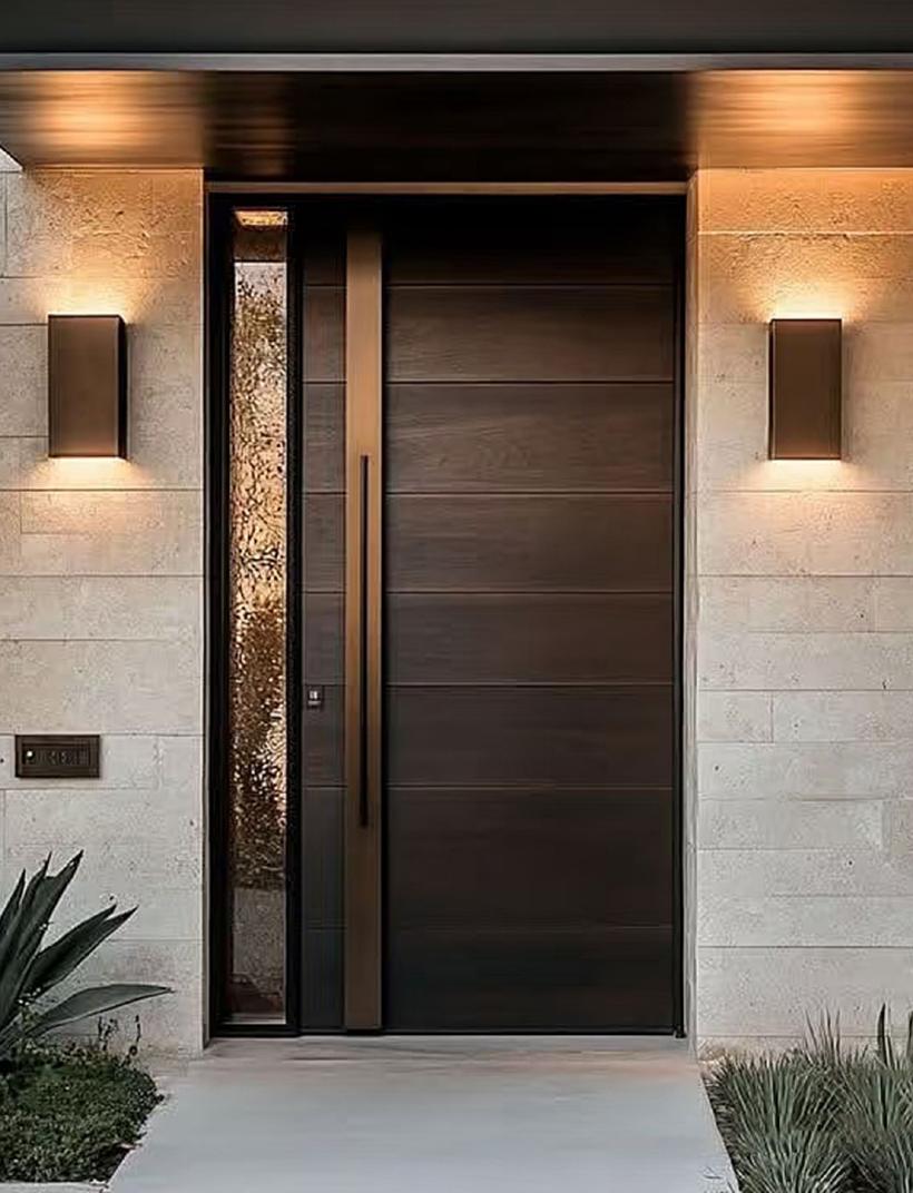 Smoked oak entrance door, hinged + sidelight