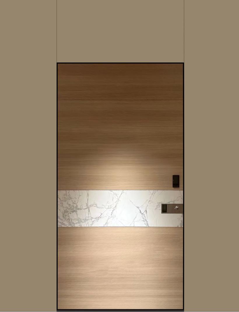 Oak with marble band entrance door, flush